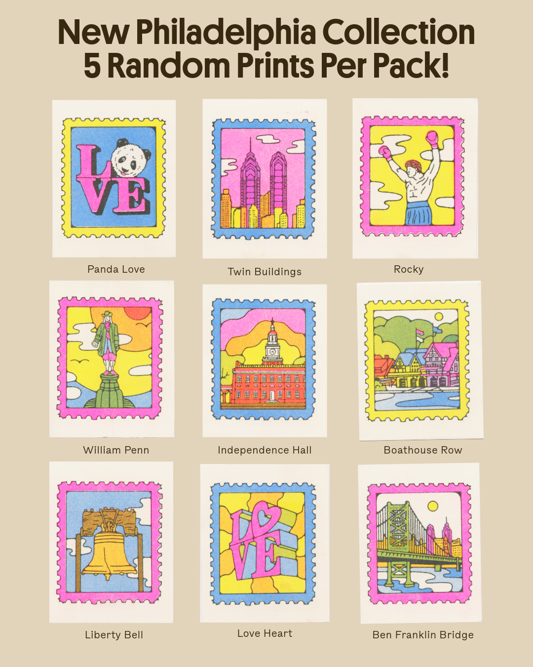 Mini Print Mystery Pack: Philadelphia Collection 🔔 — 5 Surprise Mini Prints!