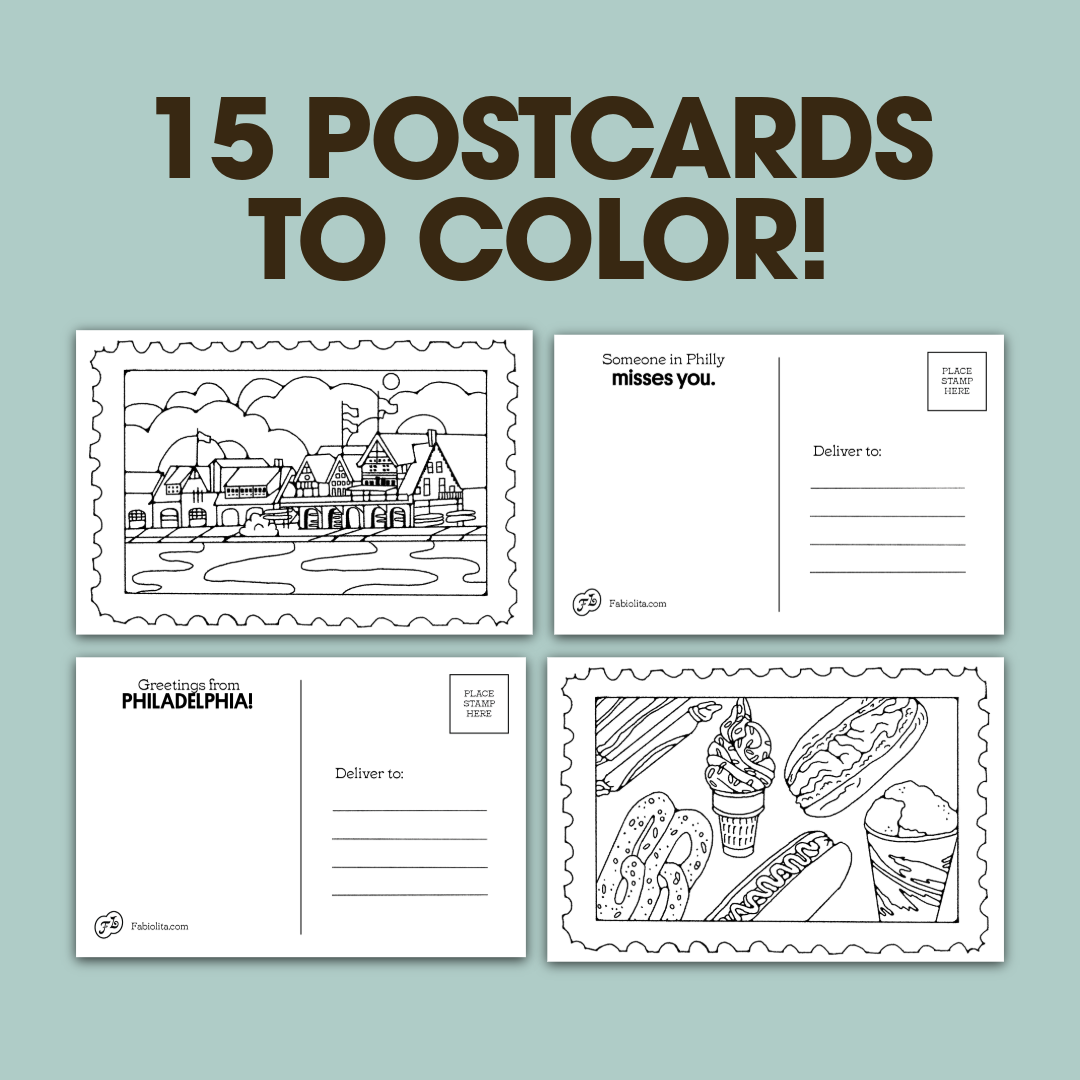 Philadelphia Postcard Coloring Book (+limited sticker sheet!)
